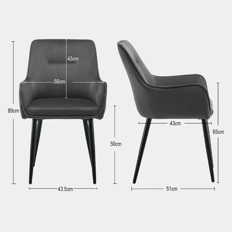 Maxine Étkezőszék Szett 2db - Szürke Bársony - BShopyC - U - DC - B0430GY_4