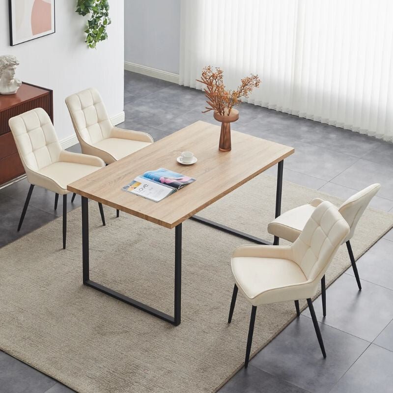 Mccaslin Étkezőszék Szett 2 db – Krém Színű Bársony, Fém Lábakkal - BShopyC - U - DC - B0191CR_0