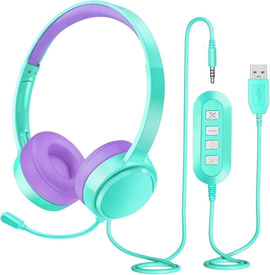 MPOW Gyerek Headset Menta - Lila Színben - Állítható és Kényelmes Fejhallgató - BShopy