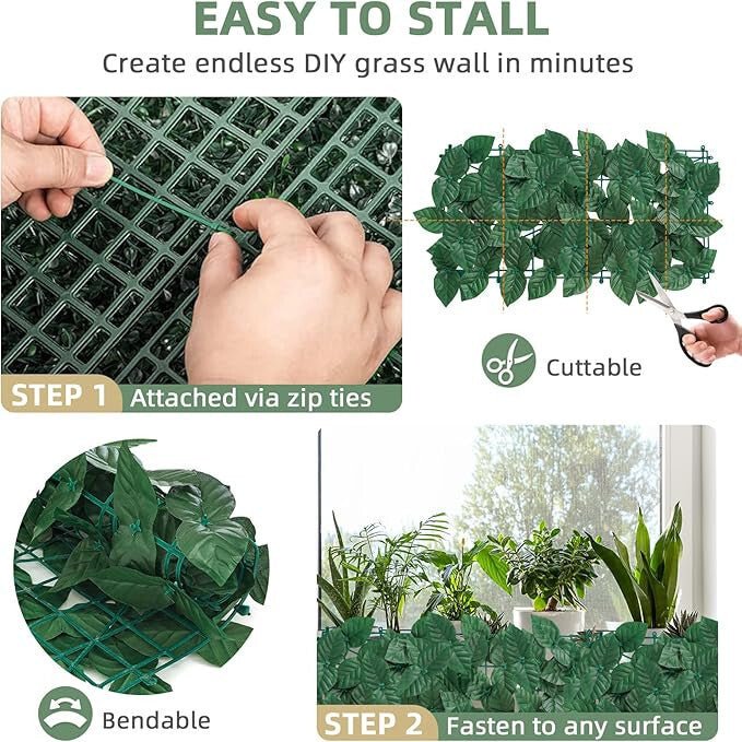 Mű Sötétzöld Leveles Dekoratív Kerítésborítás – 25x50 cm, UV - Álló Kerti Takaró - BShopyG5572 - SKUJ99792_2