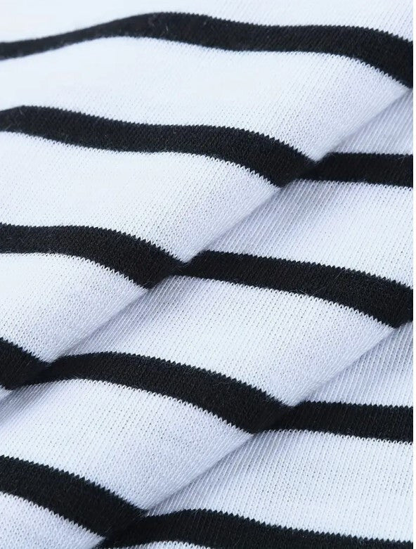 Női Kismama Szoptatós Póló, Rövid Ujjú Felső (Fekete - Fehér Csíkos) S - BShopyX0010PO34V_9