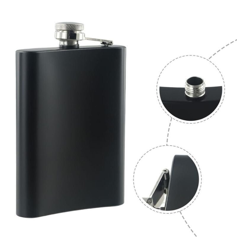 OEM Rozsdamentes Acél Laposüveg – 250 ml, Fekete - BShopy