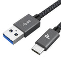 Rampow USB - C Fonott Adatkábel 2m Szürke - Gyorstöltés és Adatátvitel - BShopy
