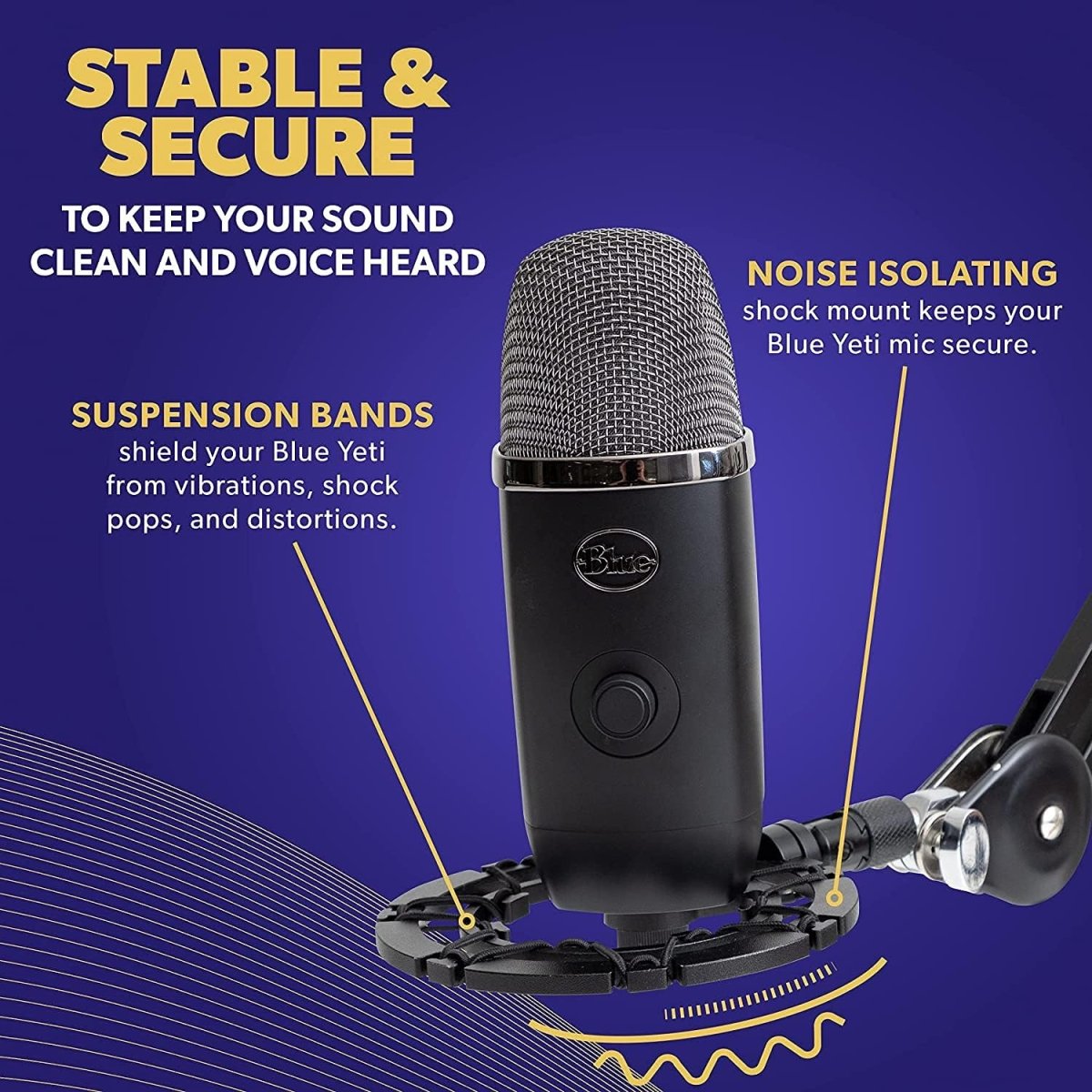 Shock Mount Mikrofon Rezgéscsillapító Tartó – Univerzális Mikrofon Kengyel Blue Yeti és Snowball Mikrofonhoz - BShopy