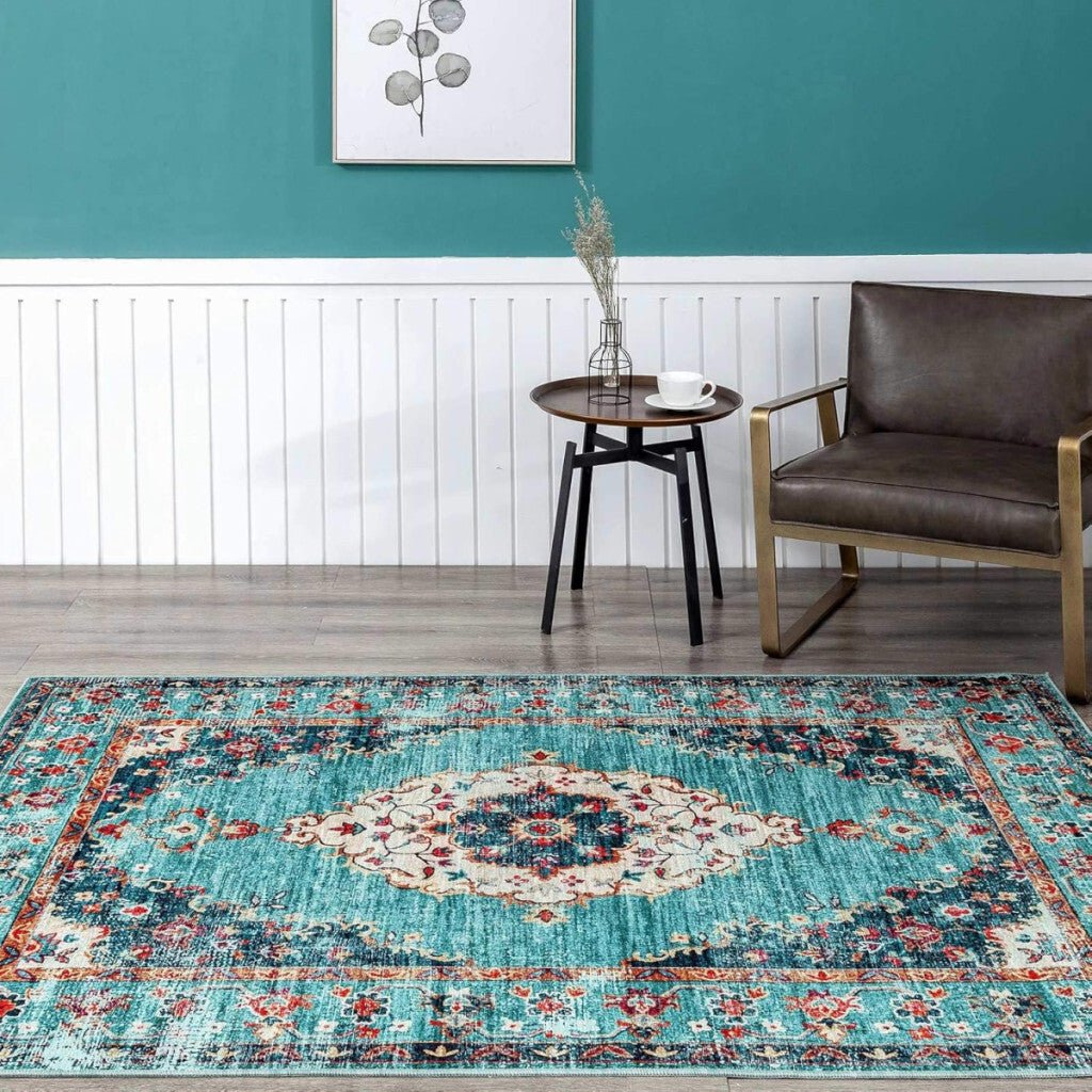 Taleta Durham Türkiz Virágos Beltéri Szőnyeg 50x80cm - BShopyX0016EPPFR_3