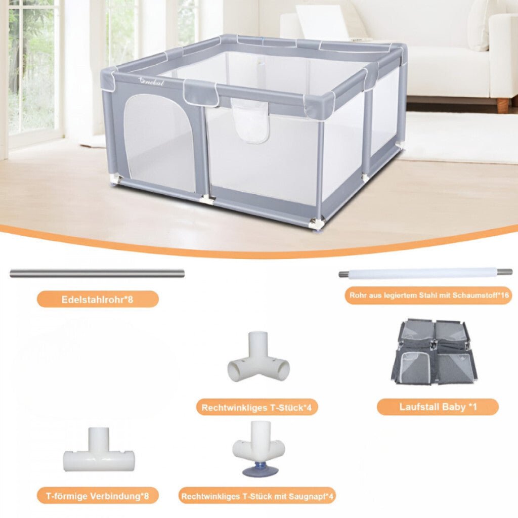 Tenckat Hordozható Babajátszókeret – Kisállatos Matraccal, 130×130×68 cm - BShopy