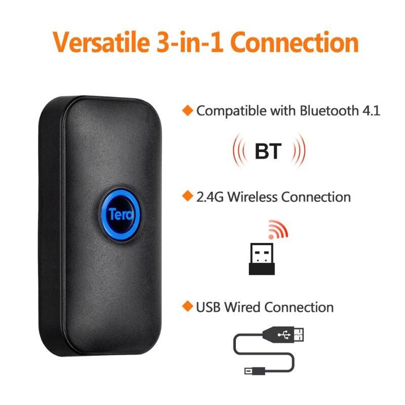 Tera 5200C Mini Lézeres 1D Bluetooth Vonalkódolvasó – Vezeték Nélküli, USB és 2.4G Kapcsolat, Nagy Hatótáv és Tárhely - BShopyTERA1D5200C_2