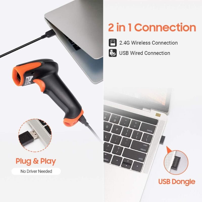 Tera 8200 Vezeték Nélküli 1D Vonalkódolvasó Állvánnyal – 2.4G és USB Csatlakozás, 2500 Pixel Felbontás, Gyors és Precíz Szkennelés - BShopyTERA1D8200_3