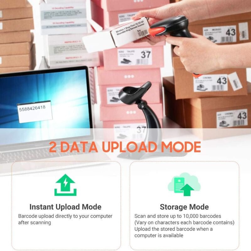 Tera 8200 Vezeték Nélküli 1D Vonalkódolvasó Állvánnyal – 2.4G és USB Csatlakozás, 2500 Pixel Felbontás, Gyors és Precíz Szkennelés - BShopyTERA1D8200_5