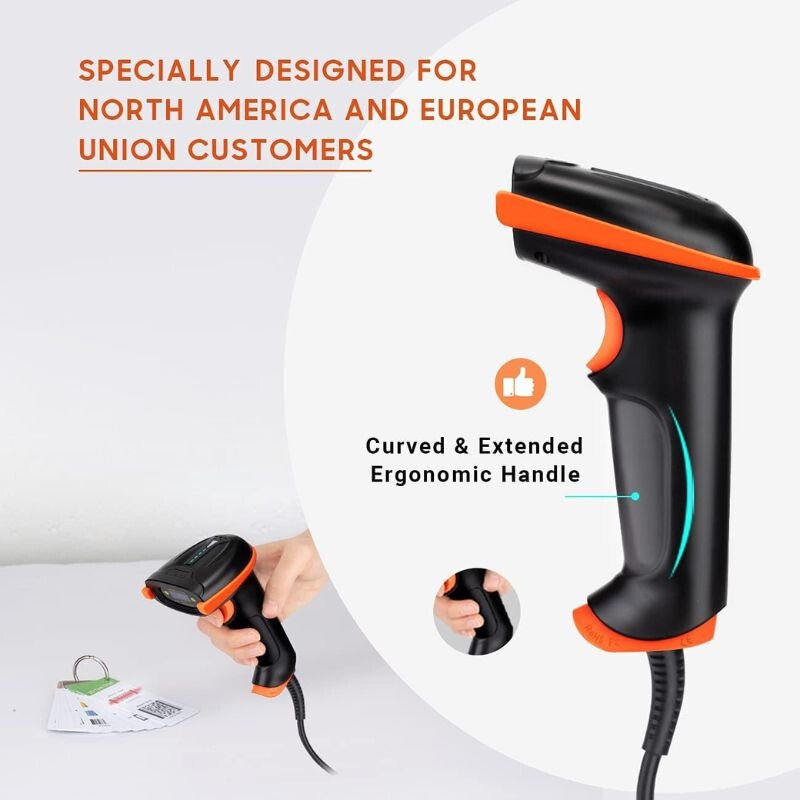Tera L5100Y - Z USB Lézeres 1D Vonalkódolvasó Állvánnyal – IP65 Por - , Ütés - és Vízálló - BShopy