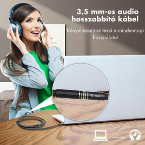 TESmart 3,5 mm - es TRS Mikrofonos Fejhallgató Hosszabbító Kábel – Telefonhoz és PC - hez (1,82 m, Fekete) - BShopy
