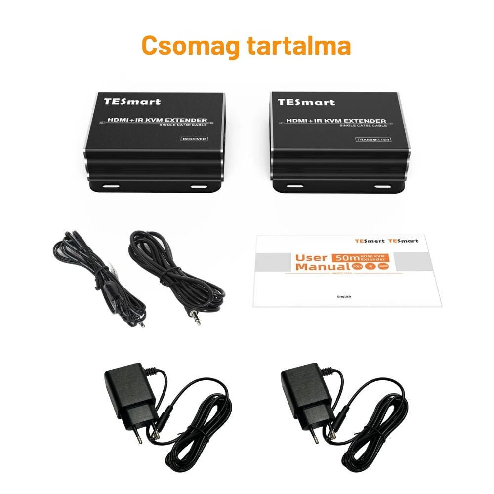 TESmart HDMI KVM Extender CAT5e/6 Kábellel – Full HD 1080p@60Hz, 50 m, IR Pass - through - BShopy