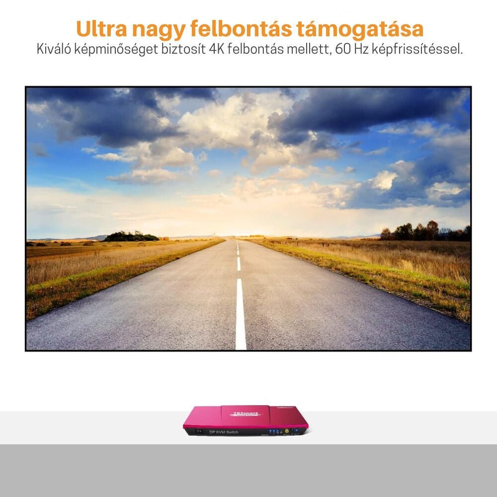 TESmart KVM Switch DisplayPort 4K 60Hz – 2 számítógéphez - BShopy2 PC 1 monitor4K@60HzDisplayPort KVMPKS0201A10 - EURD_4