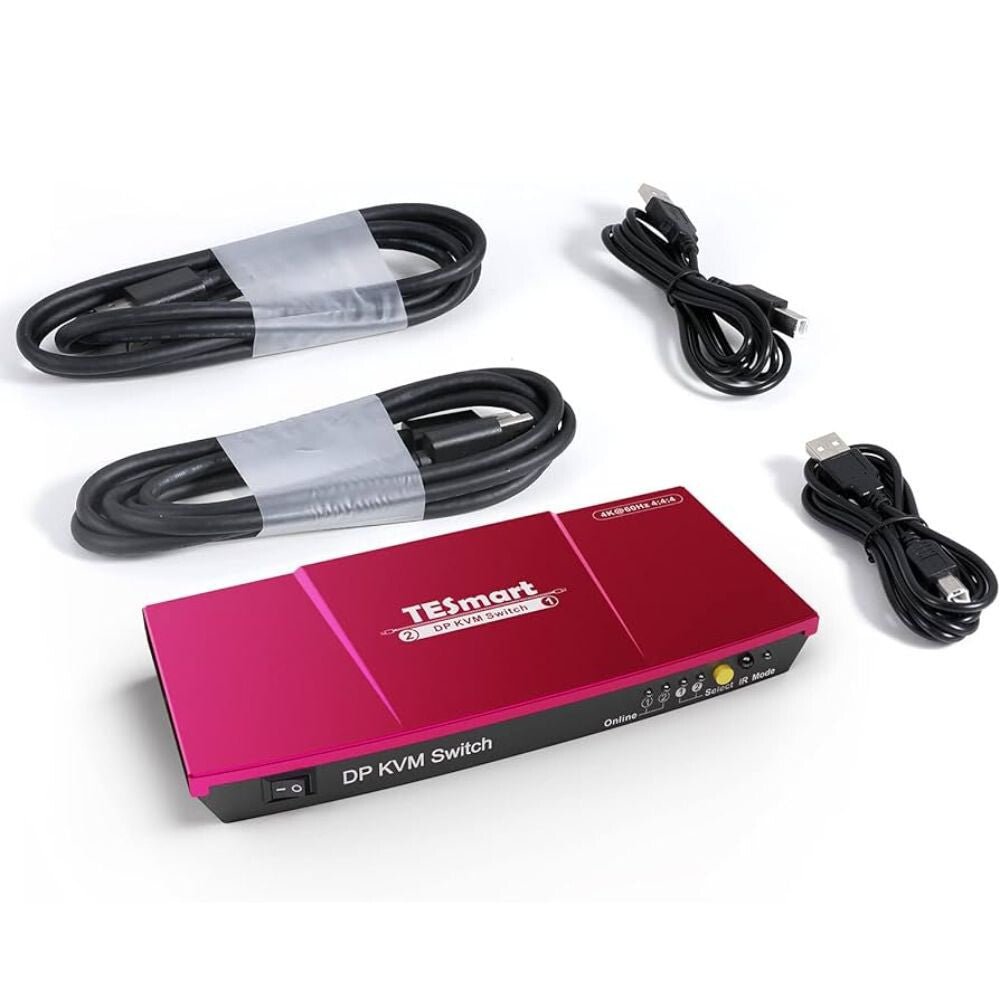 TESmart KVM Switch DisplayPort 4K 60Hz – 2 számítógéphez - BShopy2 PC 1 monitor4K@60HzDisplayPort KVMPKS0201A10 - EURD_0
