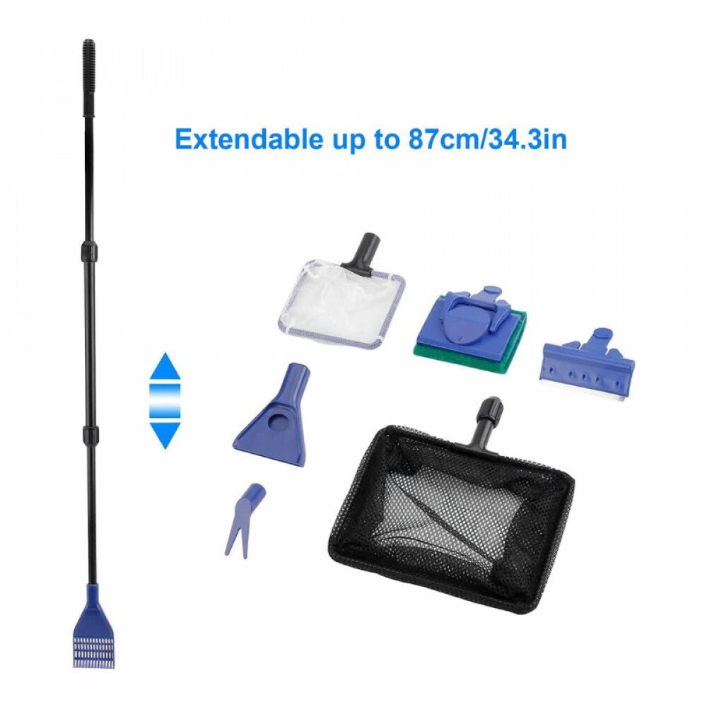 Többfunkciós Akvárium Tisztító Szett - Teleszkópos Nyéllel, Hálóval és Kefékkel - BShopy6 az 1 - ben akvárium tisztítóakvárium alga eltávolító eszközakvárium takarító eszközB07MYFPDKT_6
