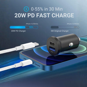 Ładowarka samochodowa USB-C – 43W, 2-portowa szybka ładowarka do telefonu i tabletu - BShopy