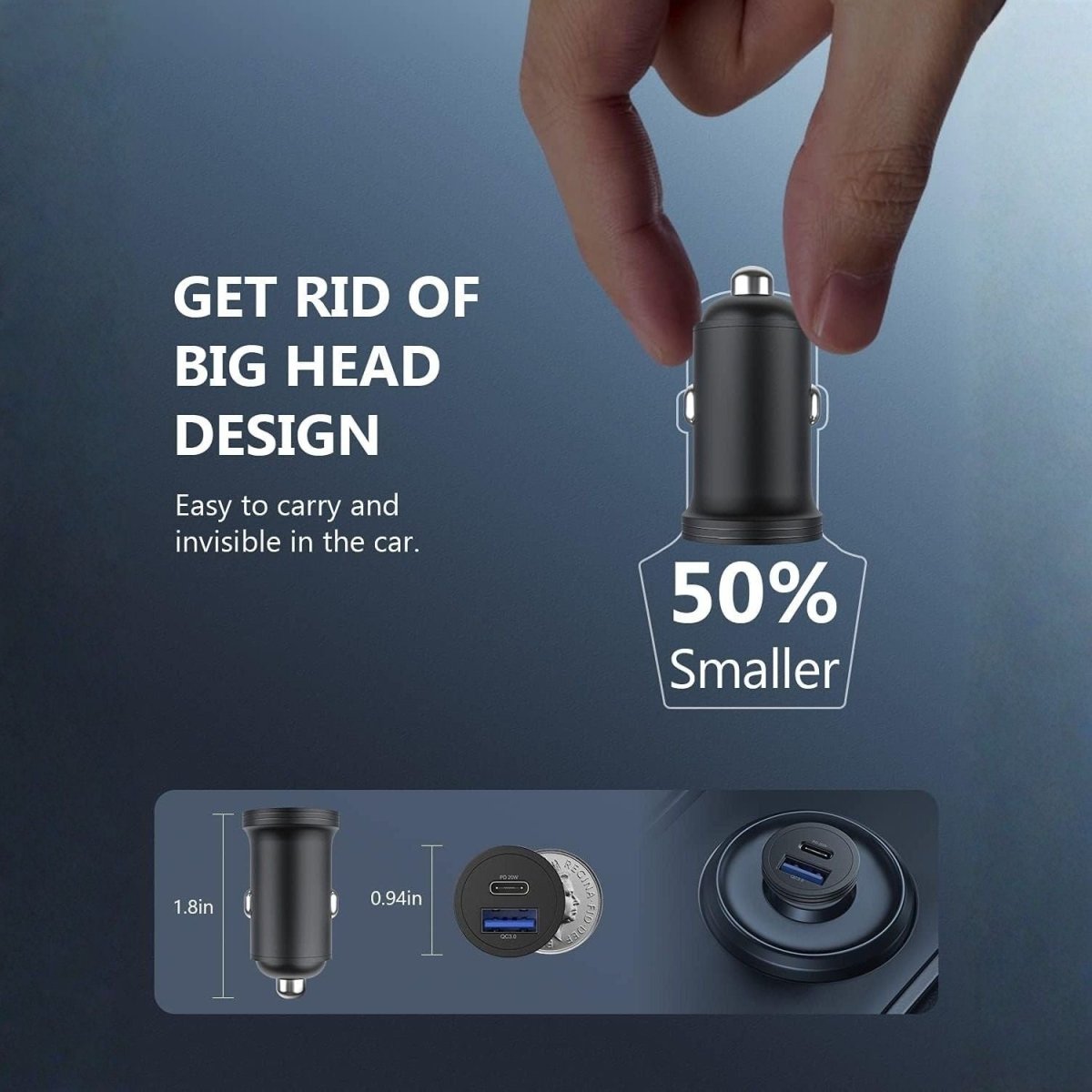 Ładowarka samochodowa USB-C – 43W, 2-portowa szybka ładowarka do telefonu i tabletu - BShopy