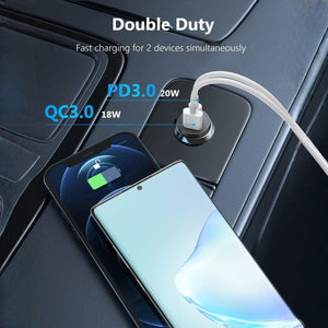 Ładowarka samochodowa USB-C – 43W, 2-portowa szybka ładowarka do telefonu i tabletu - BShopy