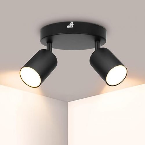 Okrągła obrotowa lampa sufitowa LED Ketom (czarna)