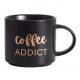 Kubek ceramiczny z napisem „Coffee ADDICT” 410 ml (czarny, ze złotym napisem)