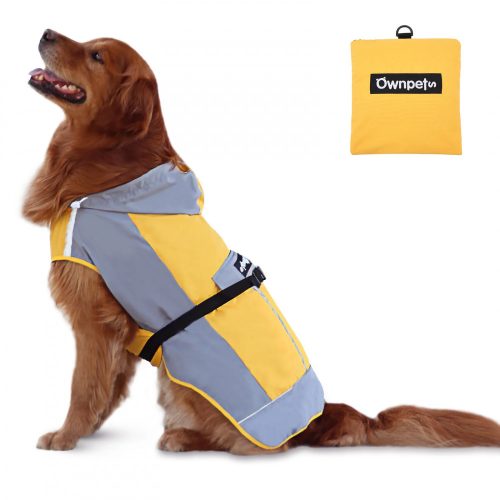 Składany płaszcz przeciwdeszczowy dla psa Ownpets z odblaskowymi paskami L