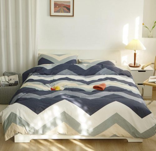 GETIYA Elegancka narzuta na łóżko 220x240cm (ciemnoniebieski geometryczny)