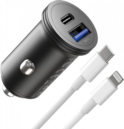 Adapter ładowarki samochodowej USB C, dwa porty (43 W)