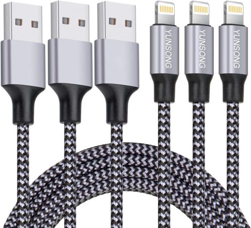 [Z certyfikatem MFi] iPhone 1m Obrotowy kabel USB z oplotem nylonowym, 3szt